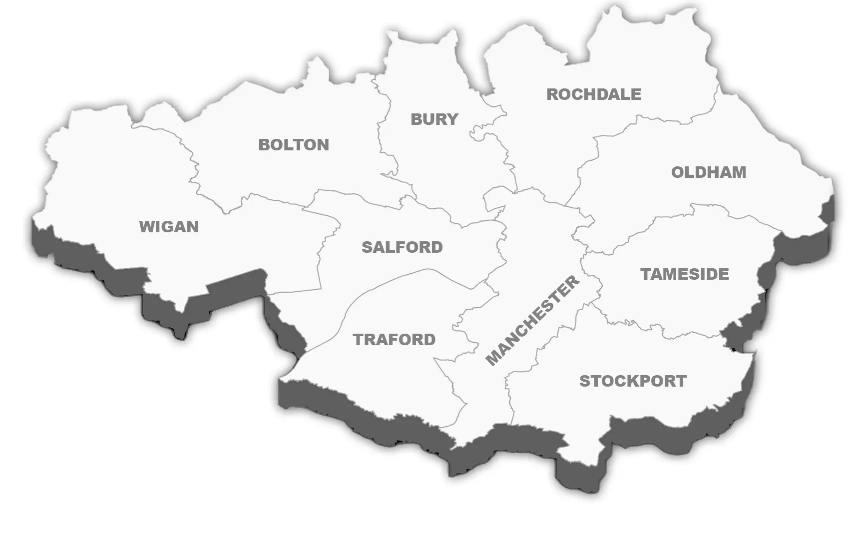 Map of the ten boroughs of Greater Manchester